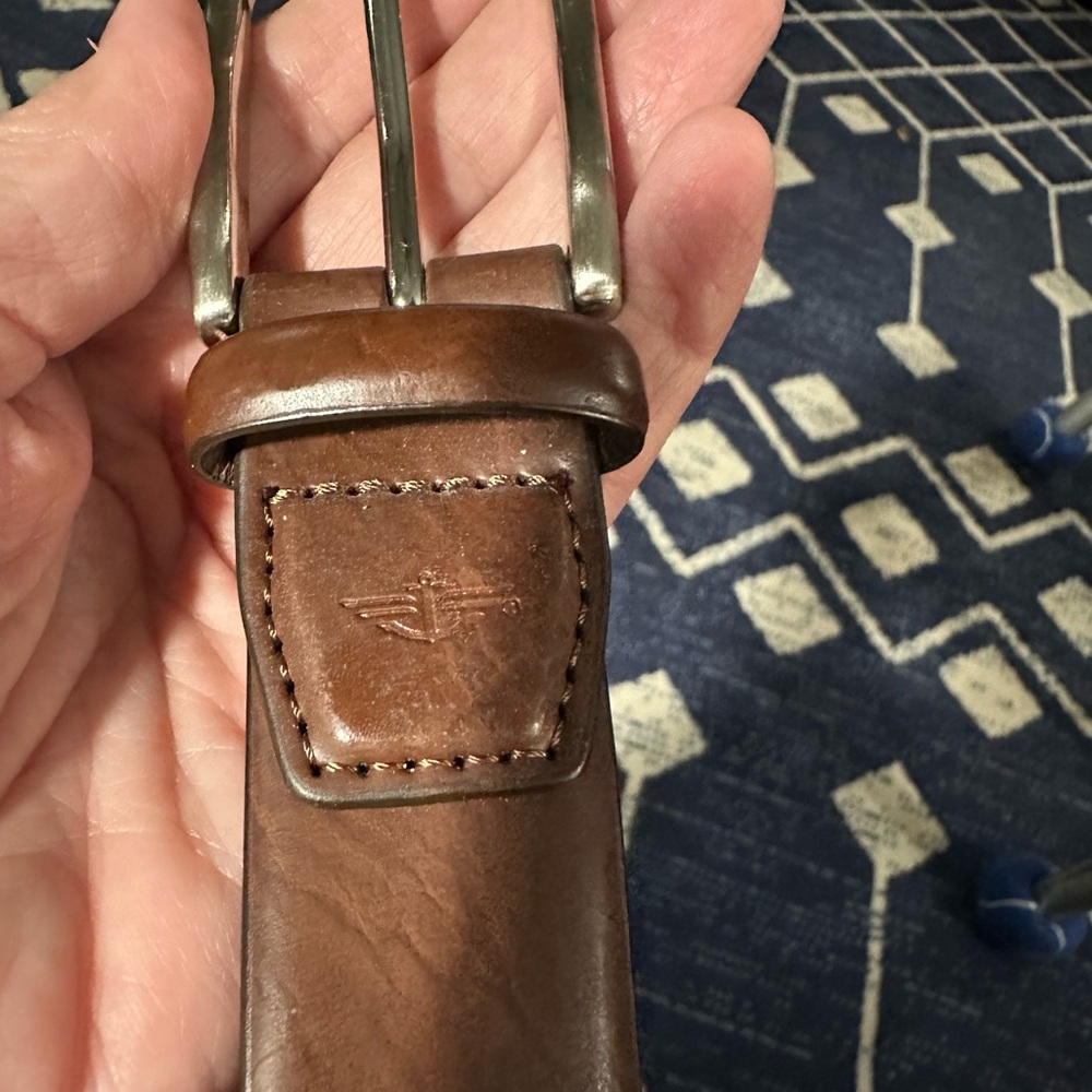 Dockers Brown Leather Belt with Silver Buckle Size 42